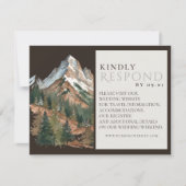 Rustic Mountain Landscape Watercolor Wedding QR  出欠カード (正面)
