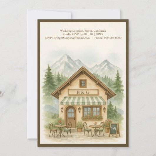 Rustic Mountain Monogram wedding Destination 招待状 (裏面)