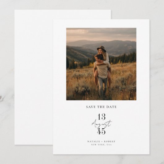 Rustic Mountain Photo Wedding Save the Date セーブザデート (正面/裏面)