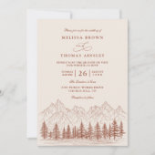 Rustic Mountain Pine Terracotta QR Code Wedding 招待状 (正面)