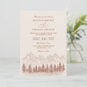 Rustic Mountain Pine Terracotta QR Code Wedding 招待状 (スタンド正面)