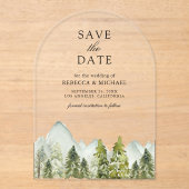 Rustic Mountain Pine Trees Wedding Save the Date アクリル招待状 (正面)