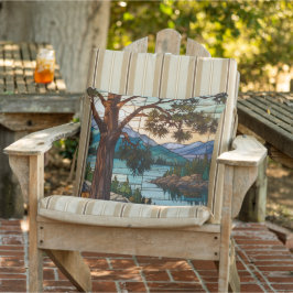 Rustic mountain range landscape stain glass  アウトドアクッション