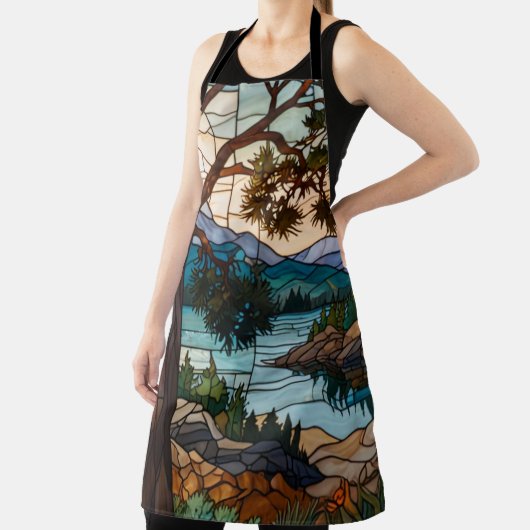 Rustic mountain range landscape stain glass  エプロン (インサイチュ)