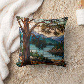 Rustic mountain range landscape stain glass  クッション (ブランケット)