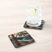 Rustic mountain range landscape stain glass  コースター (右側)