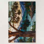 Rustic mountain range landscape stain glass  ジグソーパズル (縦)