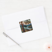 Rustic mountain range landscape stain glass  スクエアシール (封筒)