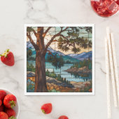 Rustic mountain range landscape stain glass  スタンダードランチョンナプキン (インサイチュ)