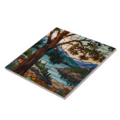 Rustic mountain range landscape stain glass  タイル (側面)