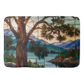 Rustic mountain range landscape stain glass  バスマット (正面)