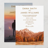  Rustic mountain watercolor  Wedding Invitation  招待状 (正面/裏面)