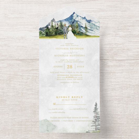 Rustic Mountain Wedding All in One Wedding Invite オールインワン招待状 (内側)