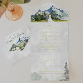 Rustic Mountain Wedding All in One Wedding Invite オールインワン招待状