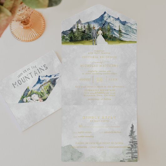 Rustic Mountain Wedding All in One Wedding Invite オールインワン招待状