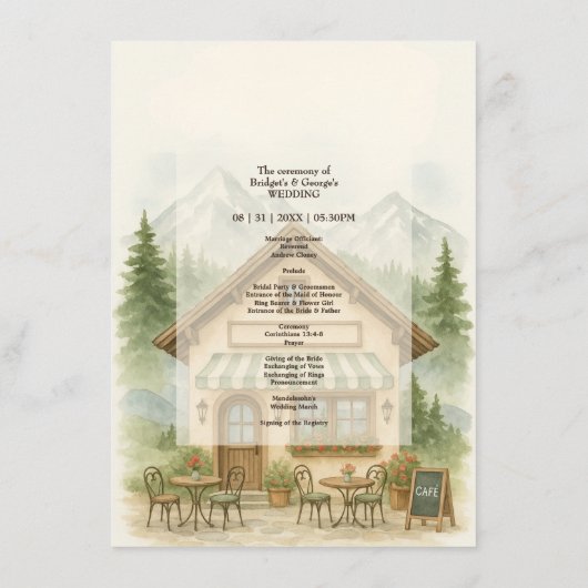 Rustic Mountain wedding destination program メニュー (裏面)