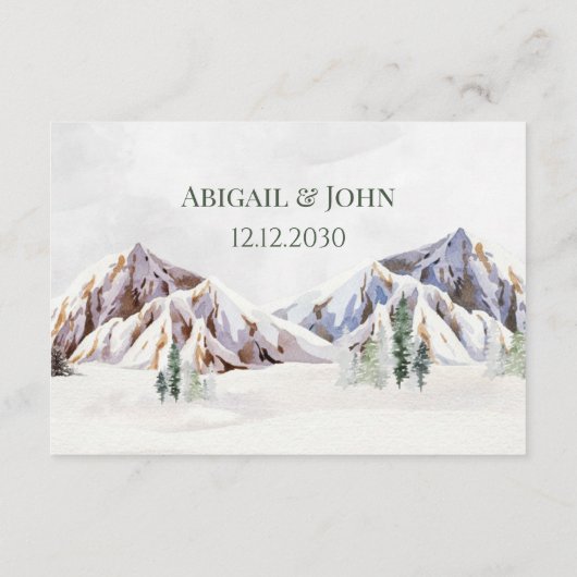 Rustic Mountain Wedding QR code Details Insert エンクロージャーカード (裏面)