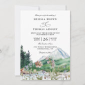 Rustic Mountain Wildflower Boho QR code Wedding 招待状 (正面)