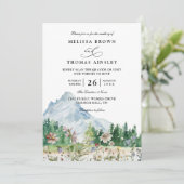 Rustic Mountain Wildflower Boho QR Code Wedding 招待状 (スタンド正面)