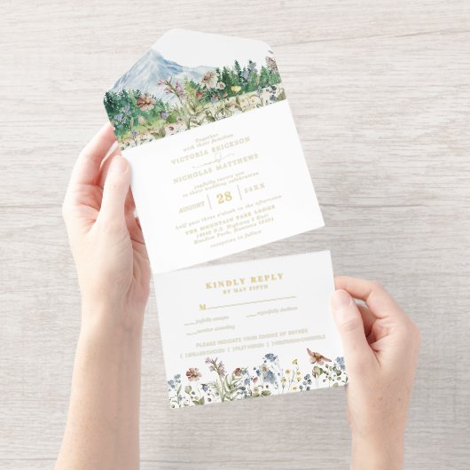 Rustic Mountain Wildflower | Boho Wedding  オールインワン招待状 (切り取り部)
