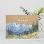 Rustic Mountain Wildflower Floral Wedding Photo サンキューカード (スタンド正面)