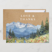 Rustic Mountain Wildflower Floral Wedding Photo サンキューカード (正面/裏面)