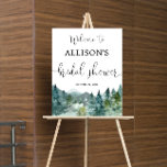 Rustic mountains forest bridal shower welcome sign ポスター<br><div class="desc">For more advanced customization of this design,  simply select the "Customize It" button above!</div>