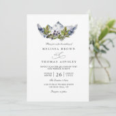 Rustic Mountains Forest Watercolor QR Code Wedding 招待状 (スタンド正面)