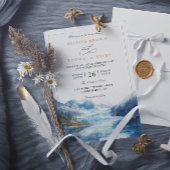 Rustic Mountains Lake Montana QR Code Wedding 招待状