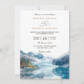 Rustic Mountains Lake Montana QR Code Wedding 招待状 (正面)