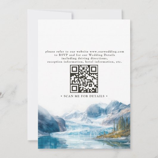 Rustic Mountains Lake Montana QR Code Wedding 招待状 (裏面)