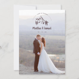 Rustic Mountains Landscape Romantic Photo Wedding サンキューカード