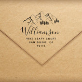 Rustic Mountains & Script Name Return Address ラバースタンプ