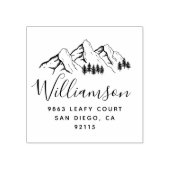Rustic Mountains & Script Name Return Address ラバースタンプ (インプリント)