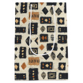 Rustic Mudcloth Geometric Pattern (1) ミディアムペーパーバッグ (裏面)