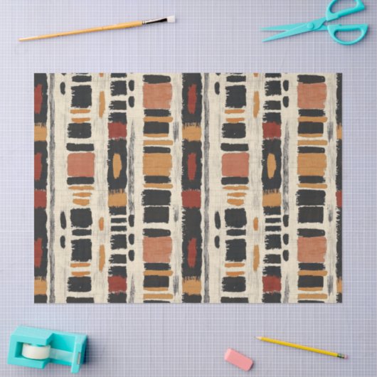 Rustic Mudcloth Geometric Pattern (1) 薄葉紙 (クラフト)