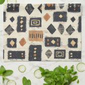 Rustic Mudcloth Geometric Pattern (2) キッチンタオル (折り畳み)