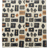 Rustic Mudcloth Geometric Pattern (2) シャワーカーテン (正面)