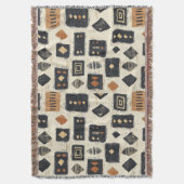 Rustic Mudcloth Geometric Pattern (2) スローブランケット (正面縦)