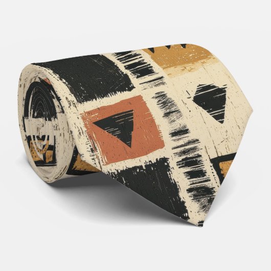 Rustic Mudcloth Geometric Pattern (2) ネクタイ (ロール)