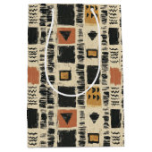 Rustic Mudcloth Geometric Pattern (2) ミディアムペーパーバッグ (正面)