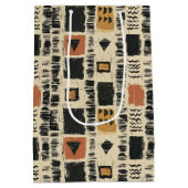 Rustic Mudcloth Geometric Pattern (2) ミディアムペーパーバッグ (裏面)