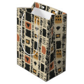 Rustic Mudcloth Geometric Pattern (2) ミディアムペーパーバッグ (裏面アングル)