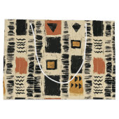 Rustic Mudcloth Geometric Pattern (3) ラージペーパーバッグ (裏面)