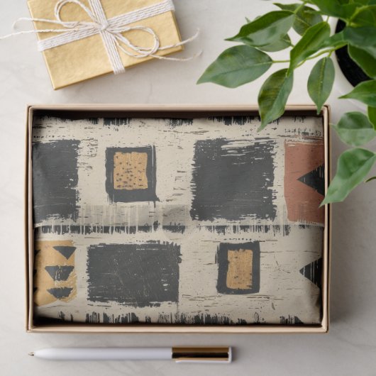 Rustic Mudcloth Geometric Pattern (3) 薄葉紙 (ギフト)