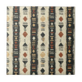 Rustic Mudcloth Geometric Pattern (4) タイル (正面)