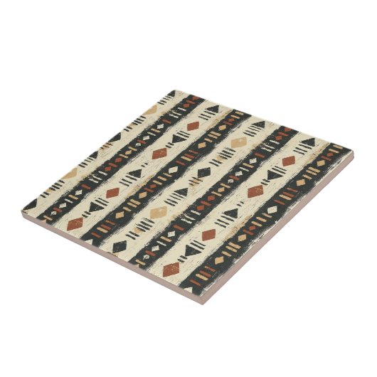 Rustic Mudcloth Geometric Pattern (4) タイル (側面)