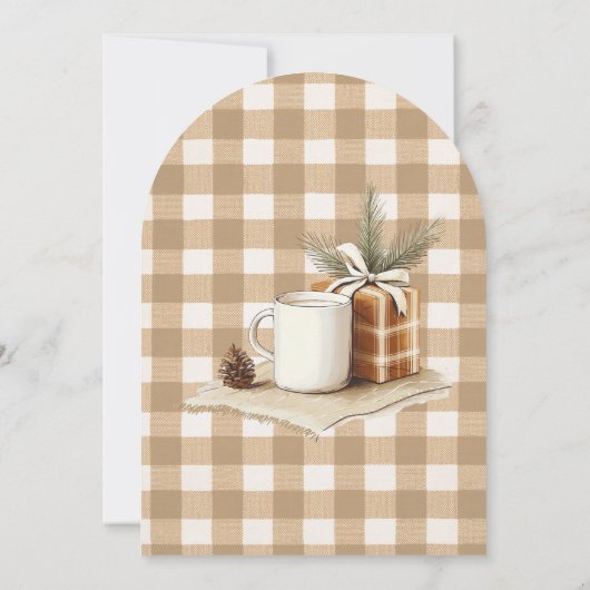Rustic Mugs Gifts Brown Gingham Christmas Arch  招待状 (裏面)