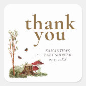 Rustic Mushroom Woodland Baby Shower スクエアシール (正面)