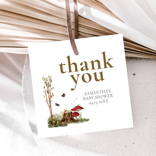 Rustic Mushroom Woodland Baby Shower フェイバータグ